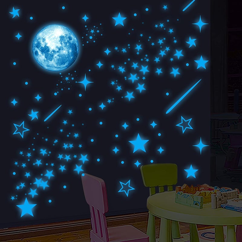Robmoda Glow in The Dark Stars for Ceiling, Starry Sky Stars and Moon Wall Decals, Space Solar System Galaxy Planets Wall Decors, for Kids Nursery Bedroom Living Room, Birthday Party Christmas - Image 2